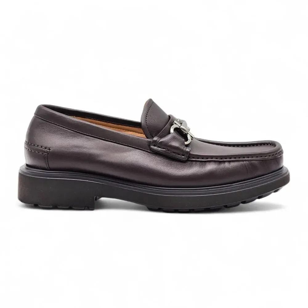 Salvatore Ferragamo Glasgow Calfskin Leather Loafers 7.5 EE US 8.5 Brown $950